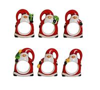 Excelsa Xmas Lot de 6 ronds de serviette, blanc, rouge. En forme de Père Noël