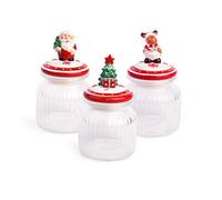 Excelsa Xmas Repose-cuillère en Verre, Bouchon en céramique, Transparent décoré, capacité : 650 ML