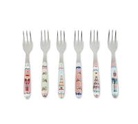 Excelsa Xmas Sweet Pastels Lot de 6 fourchettes à gâteau, acier inoxydable, 15 cm, décoration de Noël