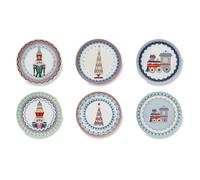 Excelsa Xmas Sweet Pastels Lot de 6 soucoupes d'apéritif, porcelaine, diamètre 15 cm, décoration de Noël