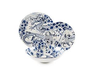 Excelsa Zen Service de vaisselle 18 pièces, céramique, blanc et bleu