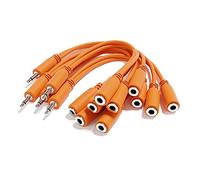 ExcelValley - 5-Pack - Câbles Divisé Y Mono Patch - TS 3,5mm 1/8" Eurorack Synth Synthétiseur [Orange]