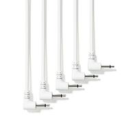 ExcelValley - 5-Pack - Câbles Modulaires Mono Patch à Angle Droit - 3,5mm 1/8" Eurorack Synthétiseur [Blanc - 15 cm - 6"]