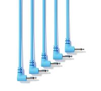 ExcelValley - 5-Pack - Câbles Modulaires Mono Patch à Angle Droit - 3,5mm 1/8" Eurorack Synthétiseur [Bleu - 45 cm - 18"]