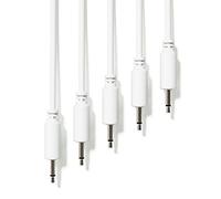ExcelValley - 5-Pack - Câbles Modulaires Mono Patch - TS 3,5mm 1/8" Eurorack Synthétiseur [Blanc - 15 cm - 6"]