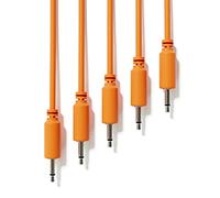 ExcelValley - 5-Pack - Câbles Modulaires Mono Patch - TS 3,5mm 1/8" Eurorack Synthétiseur [Orange - 30 cm - 12"]