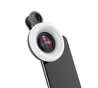 Exception Lentille de téléphone Portable avec lumière Flash beauté LED, lentille Macro 15X, lumière de Remplissage à 3 luminosité réglable pour téléphone Portable iPhone Samsung,B