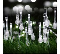 EXCERANDO Guirlande Solaire d'extérieur, 20 LEDs en Forme de Goutte d'eau, Décoration pour Jardin Noël Mariage Partie Halloween,Noël