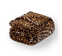 Excervent - Couverture polaire en flanelle 3D léopard surdimensionnée pour très grand lit - 274,3 x 228,6 cm - Couverture énorme - 300 g/m² - Légère, douce, confortable et chaude - Brun tacheté de