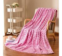 Excervent Couverture Polaire léopard 3D en Flanelle, 280 g/m², légère et guépard pour canapé, Sofa, lit, Super Douce, Confortable et Chaude, 127 x 101,6 cm, Rose