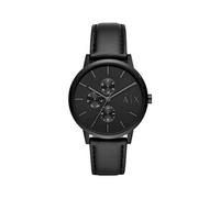 Armani Exchange montre pour homme, mouvement chronographe et boîtier de 42 mm avec bracelet en acier inoxydable, cuir ou silicone, Noir de jais, 42MM