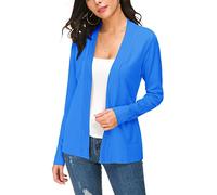 EXCHIC Cardigan tricoté léger à Manches Longues Ouvert sur Le Devant pour Femme, Bleu Ciel, XXL