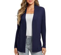 EXCHIC Femmes Décontractée Manche Longue Tricoté Cardigan Poids Léger À l'aise Avant Ouvert Manteau Chandails Longs avec Poches(M, Blanc)