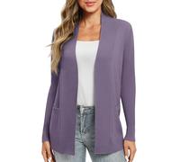 EXCHIC Femmes Décontractée Manche Longue Tricoté Cardigan Poids Léger À l'aise Avant Ouvert Manteau Chandails Longs avec Poches(XL, Marron)