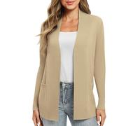 EXCHIC Femmes Décontractée Manche Longue Tricoté Cardigan Poids Léger À l'aise Avant Ouvert Manteau Chandails Longs avec Poches(M, Abricot)