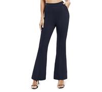 EXCHIC Femmes Décontractés à Larges Jambes Yoga Pantalons Loisirs élastique Taille Haute Pantalon avec Poches(M, Bleu Marine)