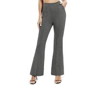 EXCHIC Femmes Décontractés à Larges Jambes Yoga Pantalons Loisirs élastique Taille Haute Pantalon avec Poches(L, Gris foncé)