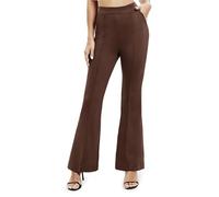 EXCHIC Femmes Décontractés à Larges Jambes Yoga Pantalons Loisirs élastique Taille Haute Pantalon avec Poches(L, Chocolat)
