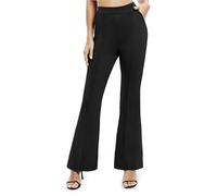 EXCHIC Femmes Décontractés à Larges Jambes Yoga Pantalons Loisirs élastique Taille Haute Pantalon avec Poches(XL, Noir)