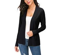 EXCHIC Femmes Manches Léger Manches Longues Devant Ouvert Tricoté Cardigan Gilets (M, Noir)