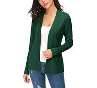 EXCHIC Femmes Manches Léger Manches Longues Devant Ouvert Tricoté Cardigan Gilets (S, Vert foncé)