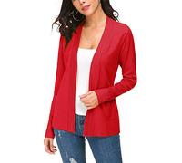 EXCHIC Femmes Manches Léger Manches Longues Devant Ouvert Tricoté Cardigan Gilets (XXL, Rouge)