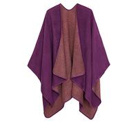 EXCHIC Femmes Rétro Plusieurs Couleurs Châle Cape Extra large Hiver élégant Open Front Poncho Manteau (Violet)