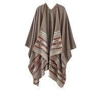EXCHIC Femmes Rétro Plusieurs Couleurs Châle Cape Extra Large Hiver élégant Open Front Poncho Manteau (Chameau-6)