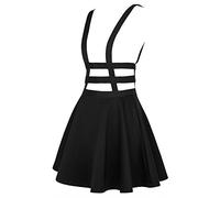 EXCHIC Femmes Rétro Sling Robe Mode Jupe Patineuse Mini Casual Cru Jupe (L, Noir)