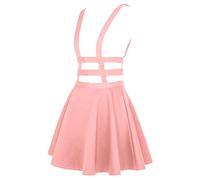 EXCHIC Femmes Rétro Sling Robe Mode Jupe Patineuse Mini Casual Cru Jupe (S, Rose)