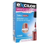 EXCILOR Forte Color Rouge Corail - Mycose de l’ongle - 30 ml + 8 ml | Traite & couvre - Traitement 30 ml + vernis à ongles cosmétique 8 ml - Cliniquement prouvé* - Rouge Corail