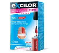 EXCILOR Traitement mycose de l'ongle Forte Color - Traite & Couvre - 30ml + vernis 8ml Rouge Corail