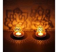 Exciting Lives Lakshmi et Ganesha (Shubh Labh) Diwali Shadow Diya Vilakku Décoration Traditionnelle Laxmi Ganesh Statue pour Maison/Bureau Religieux Photophore Décoration Cadeau Indien