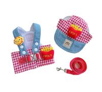 Exclent Pet Apparel Casquette de baseball en denim avec motif vichy rouge, chapeau de soleil pour chien avec laisse, bleu et rouge, printemps été extérieur (M)