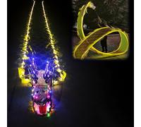 EXCLURA Cerf Volant Ensemble de Poi Dragon LED pour la Danse du Dragon Lumineuse, 8 m/10 m, Ruban Soyeux + Tête de Dragon + Corde pour Balancer + Sac de Transport(Yellow,10 m (33 ft))