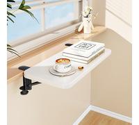 EXCLURA Extension de Rebord de Fenêtre Table D'appoint Pliable à 90° pour Rebord de Fenêtre, Étagère D'extension avec 2 Supports, Support Gain de Place pour Planches(White,50x25cm(19 3/4x9 7/8"))