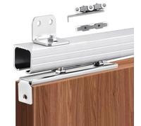 EXCLURA Kit Porte Coulissante Rails de Porte de Grange avec Support de Montage Mural, Rail de Porte Coulissante et Système de Roulement, Kit de Quincaillerie de Porte Escamotable(Silver,0.7m(2.3ft))