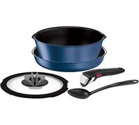 Exclusif en ligne : set de casseroles et poêles avec poignée de 5 pièces, compatibles IH, convient pour le feu à gaz Indonio Neo IH Blue Marqueses Unlimited Set basique 5, résistant à l'adhérence,
