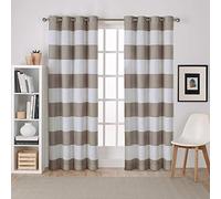 Exclusif Maison Rideaux Surfside Coton Cabana à Rayures fenêtre Panneau de Rideau Paire, Taupe, 213.36 x 137.16 x 0.254 cm