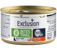 Exclusion Intestinal Humide Chat Porc et Riz 85 g, aliment complet pour chats adultes de toutes tailles avec pathologies intestinales | 12 boîtes de 85 grammes chacune.