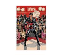 Exclusive Art Poster vintage sur toile représentant Elvis de Presley King Of Rock - Décoration murale pour salon, chambre à coucher - 50 x 75 cm