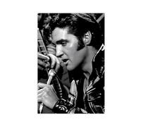 Exclusive Art Poster vintage sur toile représentant Elvis de Presley King Of Rock pour décoration de chambre à coucher, bureau, cadeau (50 x 75 cm)