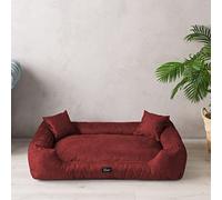 exclusive BED | Lit pour Chien Puffi - Alcantara | Panier pour Chien | Lavable | Panier Couchage | Durable | Antidérapant et Doux (XXXL, Bordeaux)