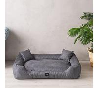 exclusive BED | Lit pour Chien Puffi - Alcantara | Panier pour Chien | Lavable | Panier Couchage | Durable | Antidérapant et Doux (XXL, Gris)