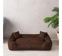 exclusive BED | Lit pour Chien Puffi - Alcantara | Panier pour Chien | Lavable | Panier Couchage | Durable | Antidérapant et Doux (XXL, Marron)