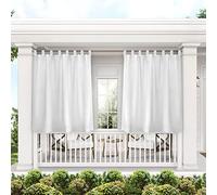 Exclusive Home Cabana Lot de 2 Panneaux de Rideaux Solides pour intérieur/extérieur filtrant la lumière avec languettes Auto-agrippantes, 137,2 x 160 cm, Blanc