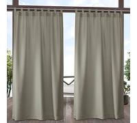Exclusive Home Cabana Lot de 2 Panneaux de Rideaux Unis filtrant la lumière avec languettes Auto-agrippantes pour intérieur/extérieur, 137,2 x 304,8 cm, Taupe