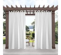 Exclusive Home Cabana Lot de 2 Rideaux Solides filtrant la lumière pour intérieur/extérieur avec languettes Auto-agrippantes, 137,2 x 365,8 cm, Blanc