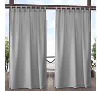 Exclusive Home Cabana Lot de 2 Rideaux Solides filtrant la lumière pour intérieur/extérieur avec languettes Auto-agrippantes, 137,2 x 213,4 cm, Gris Nuage