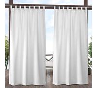 Exclusive Home Cabana Lot de 2 Rideaux Unis filtrant la lumière pour intérieur/extérieur avec languettes Auto-agrippantes, 137,2 x 304,8 cm, Blanc d'hiver